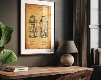 Lamp 1894 Patent Print, Camping Scouts Wall Art Poster Blueprint Gifts