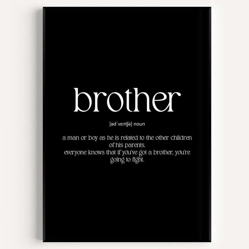 Brother Discraption Brother Definition Print - Etsy UK