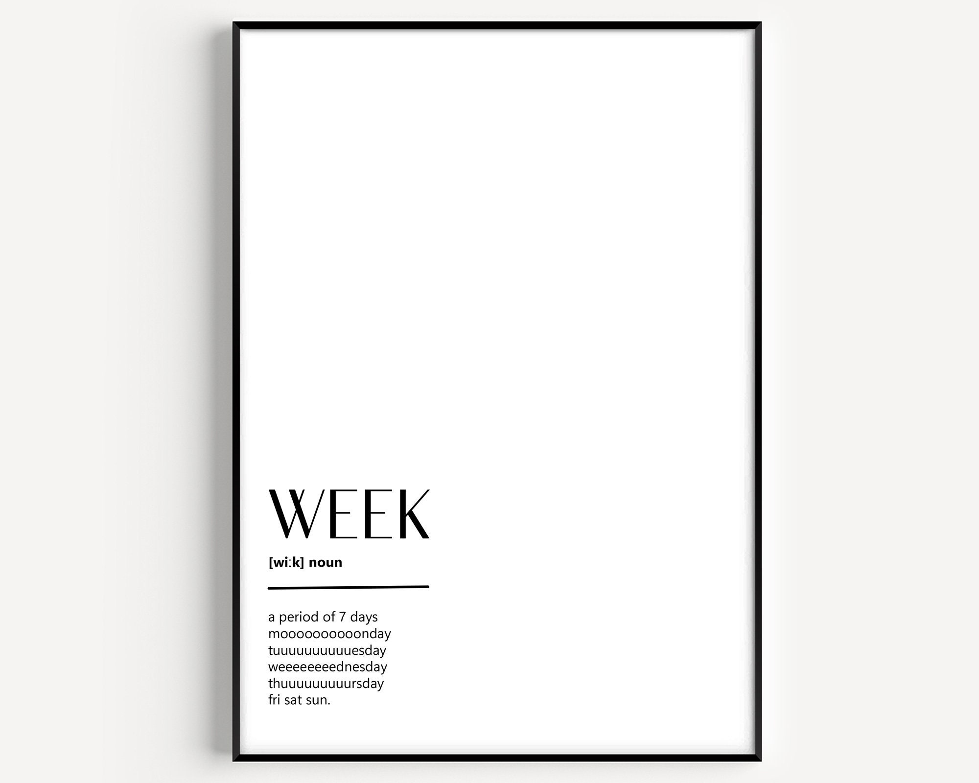 Week Definition Print - Etsy
