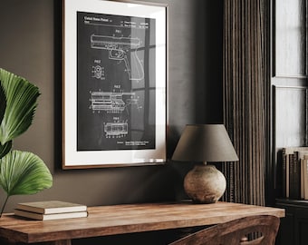 Lámina con patente de Glock de 1985, regalo de jubilación militar, decoración del ejército, láminas para dormitorio, arte para la pared de la oficina, regalo para soldado, póster de tiro