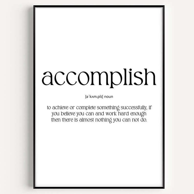 Accomplish Definition Print - Etsy