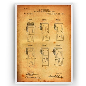 Toilet Paper Roll 1891 Patent Print Wall Art Poster Bathroom - Etsy UK