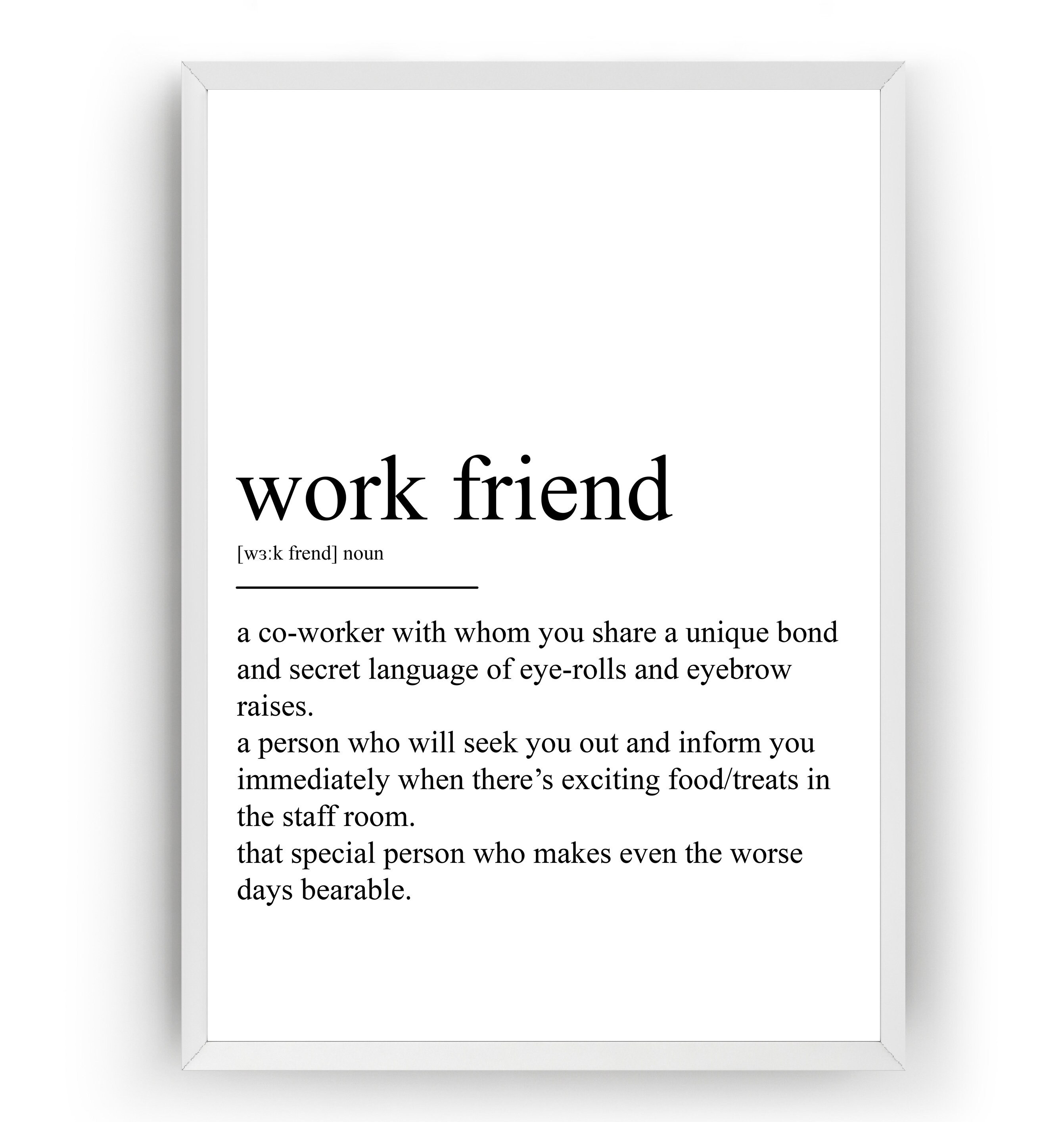 Work Friend Definition Print Etsy