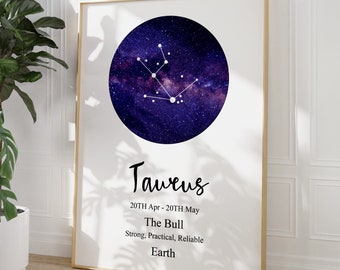 Taurus Print Zodiac Astrologie Konstellation Druck