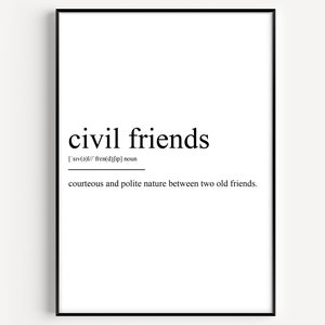 Impression de définition des amis civils