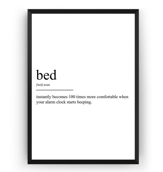 Bed Definition Print Etsy