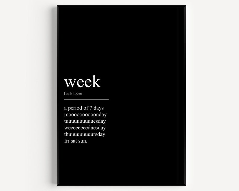 Week Definition Print - Etsy