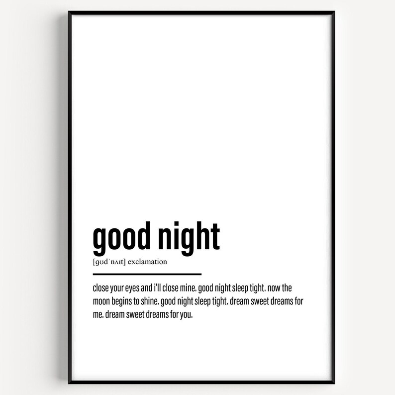 Good Night Definition Print - Etsy
