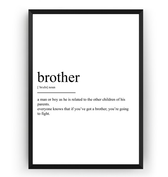 Download & Print In Minutes Family Tree * Gift for Brother Gifts Printable Home Decor Brother Word Definition Dictionary Print