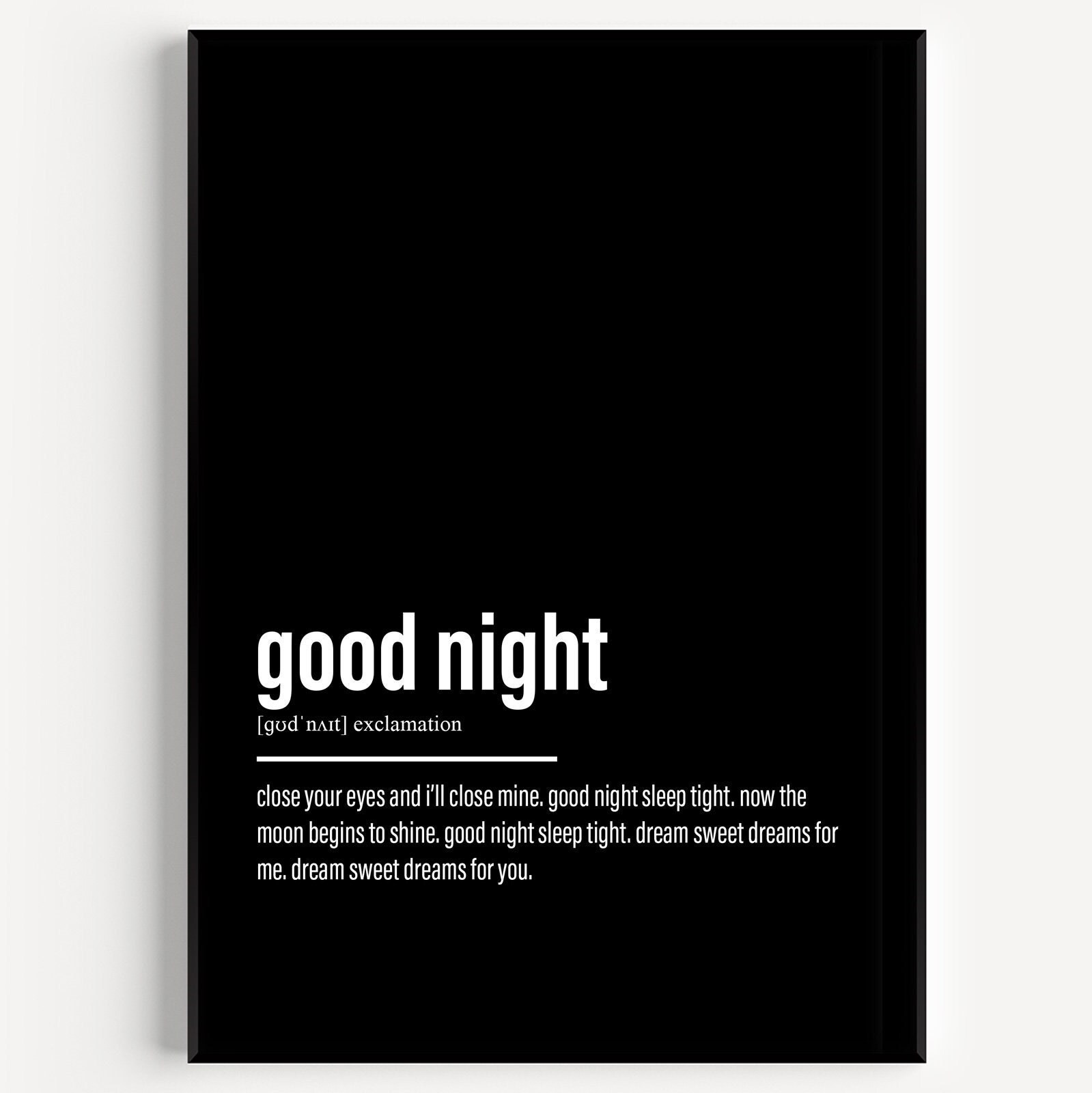 Good Night Definition Print - Etsy