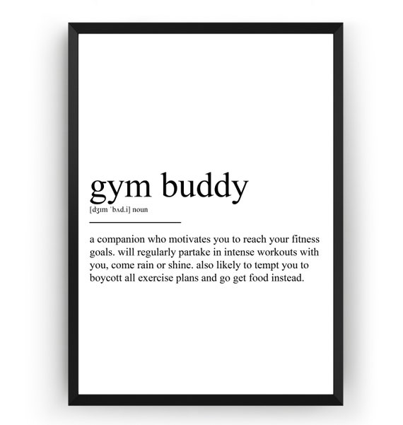 Gym Buddy Definition Print Etsy