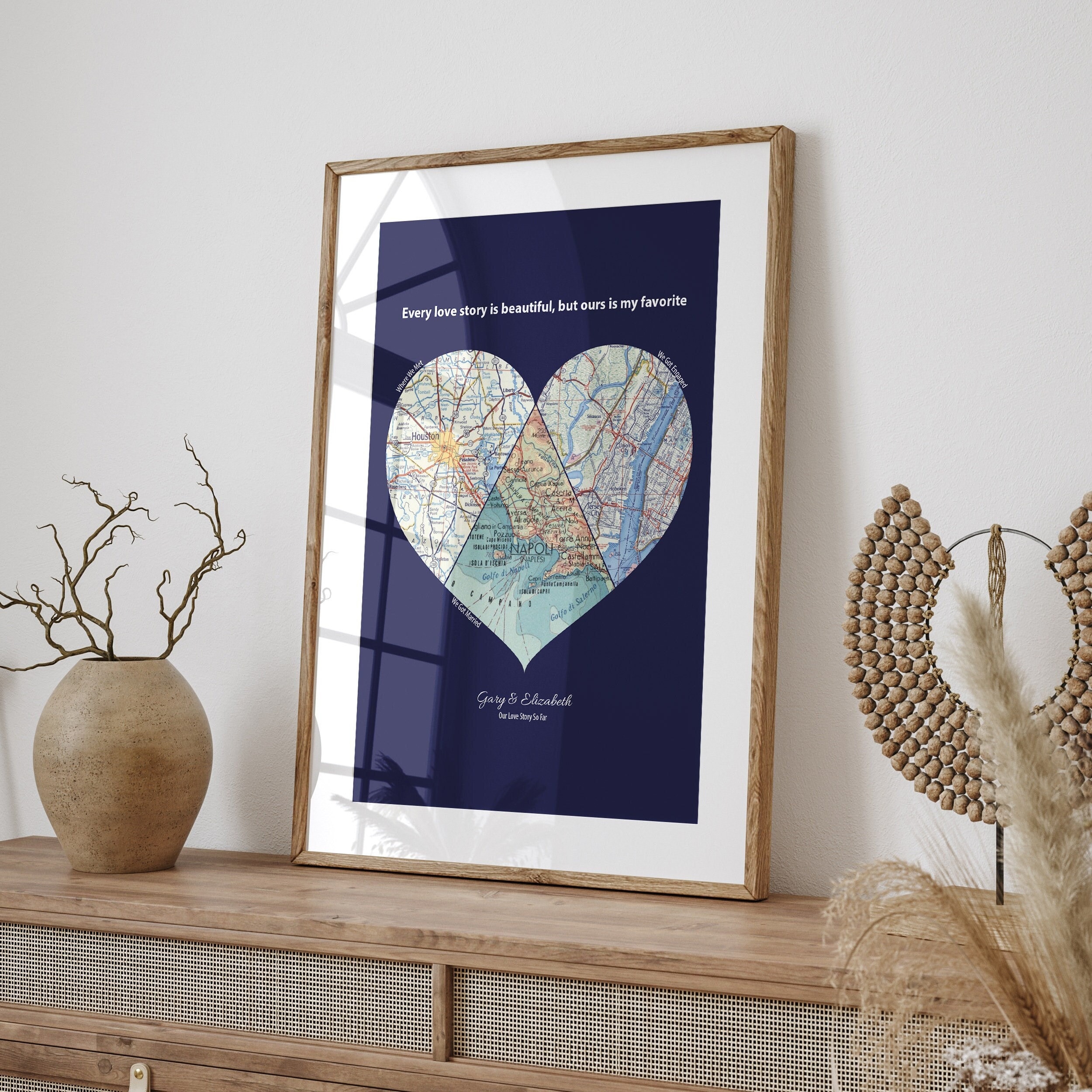 Custom Heart Map Personalised Heart Map Print, Custom Couples Gift, Customised Travel ...