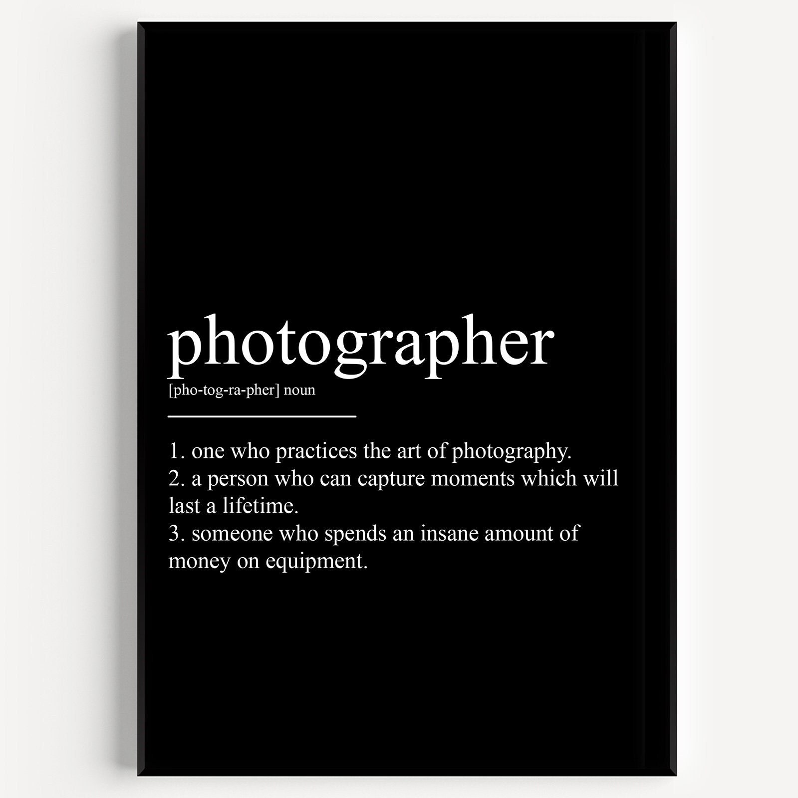 Photographer Definition Print, Photography Gift, Camera Wall Art ...
