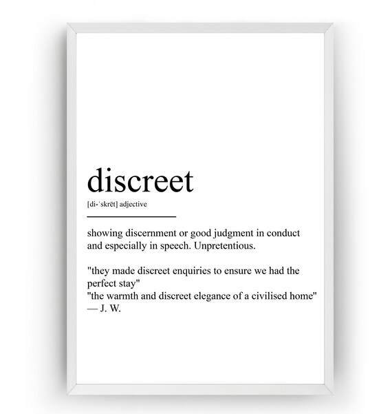 Discreet Definition Print | Etsy