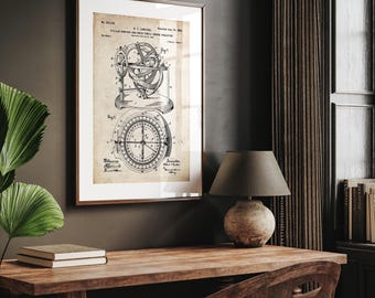Stellar Compass 1902 Patent Print, Nautical Decor, Boat Wall Art, Sailboat Posters, Sailor Gift, Beach House Artwork, Sailing Print