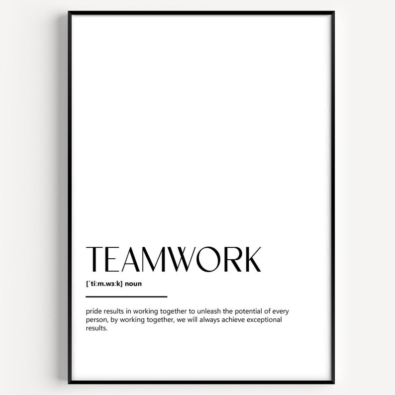 Teamwork Definition Sign Teamwork Definition Print - Etsy