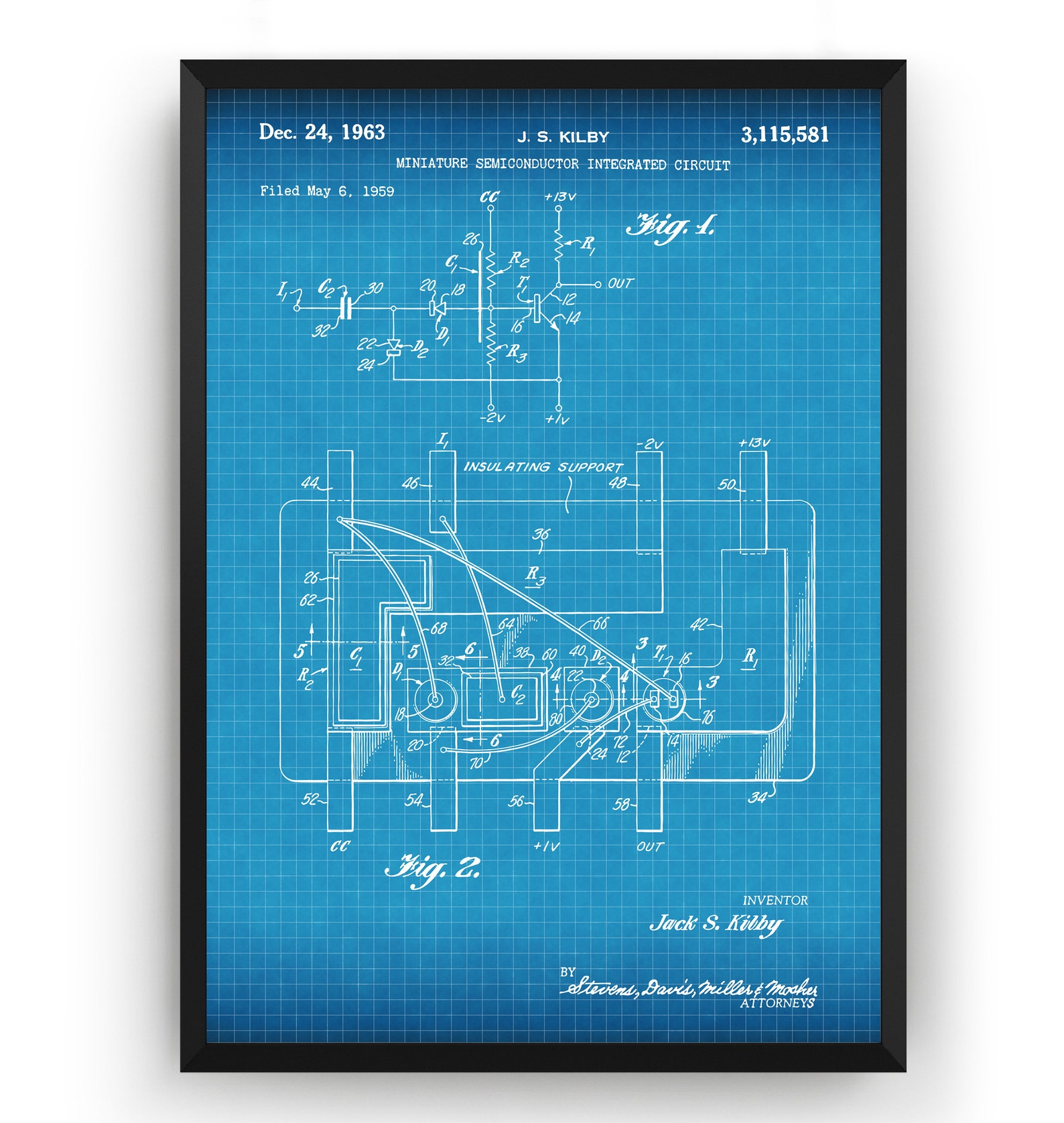First Integrated Circuit 1963 Patent Print Wall Art Poster - Etsy UK