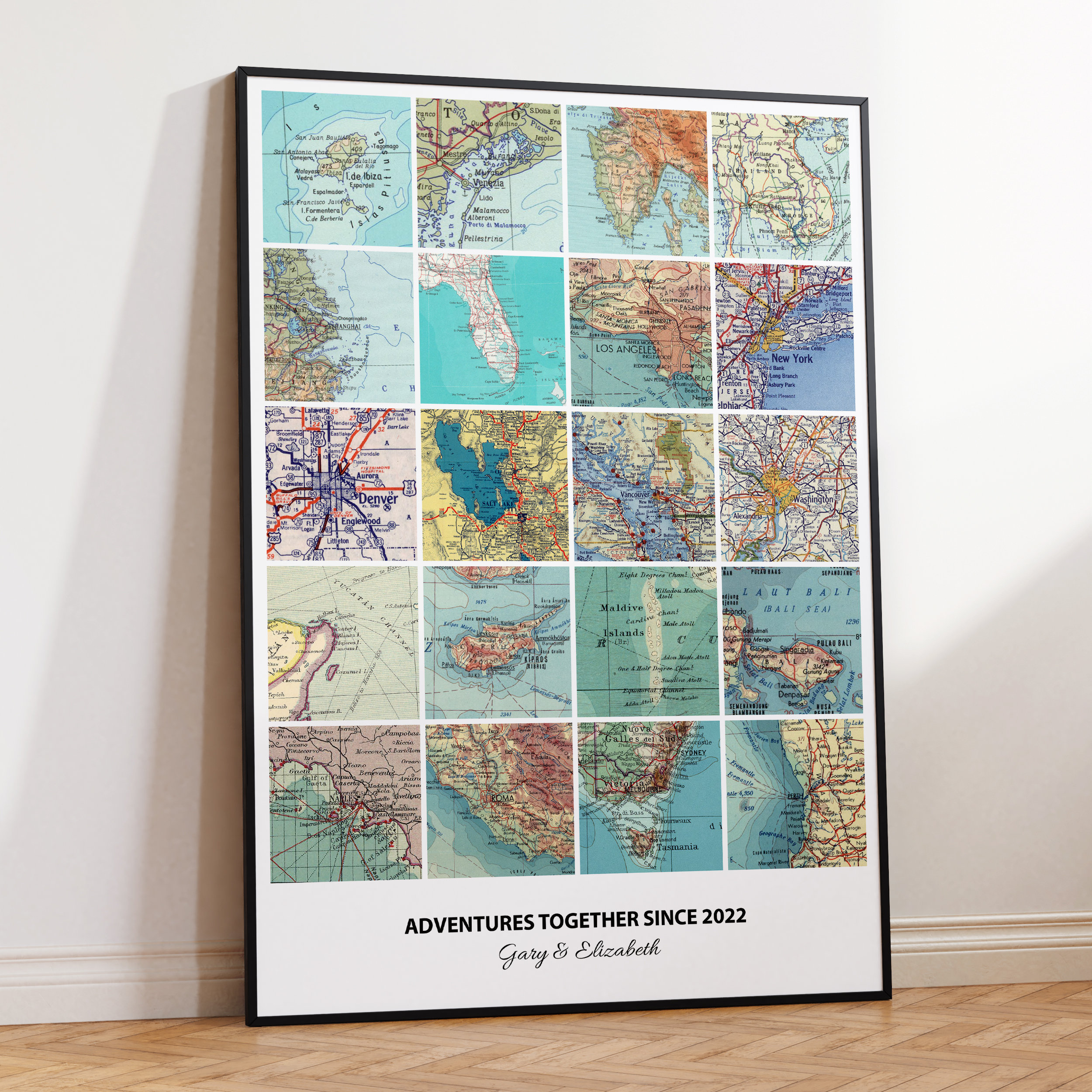 Personalized Travel Map Print: Custom Couple Gift, Any Location - Etsy
