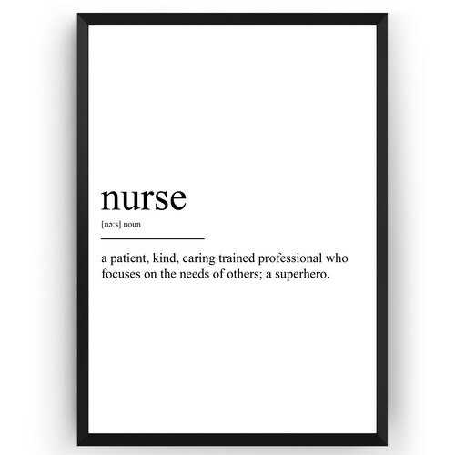 A4 Nurse Definition Poem Print Dictionary Style Etsy