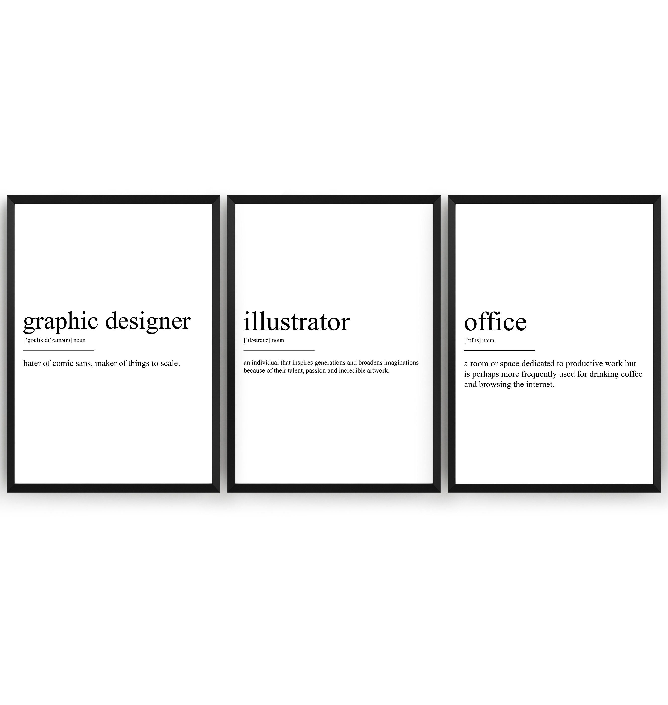 Graphic Designer Set Of 3 Definition Prints Illustrator Etsy