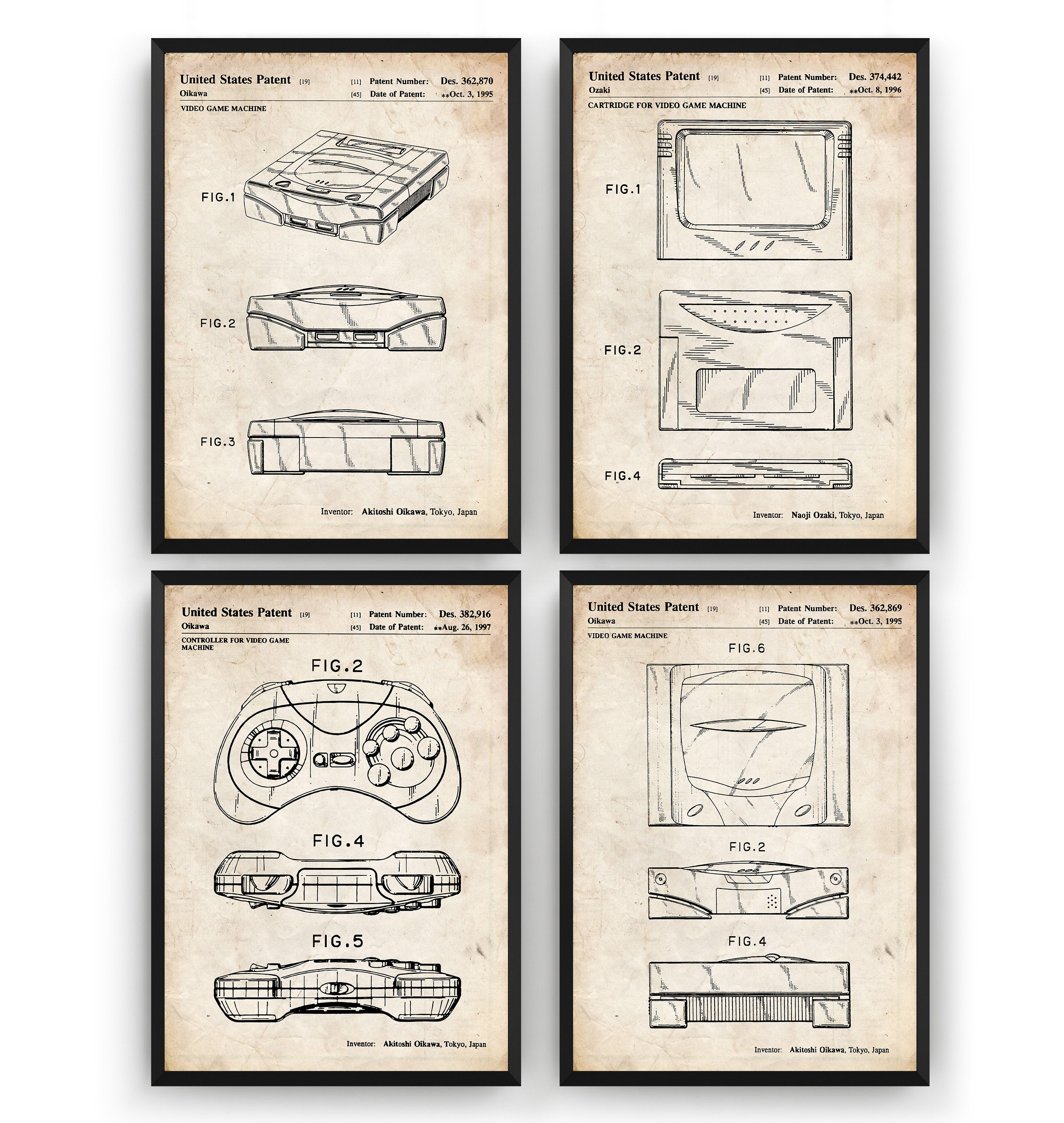 SEGA Saturn Set Of 4 Patent Prints Mega Drive Gaming Wall Art | Etsy