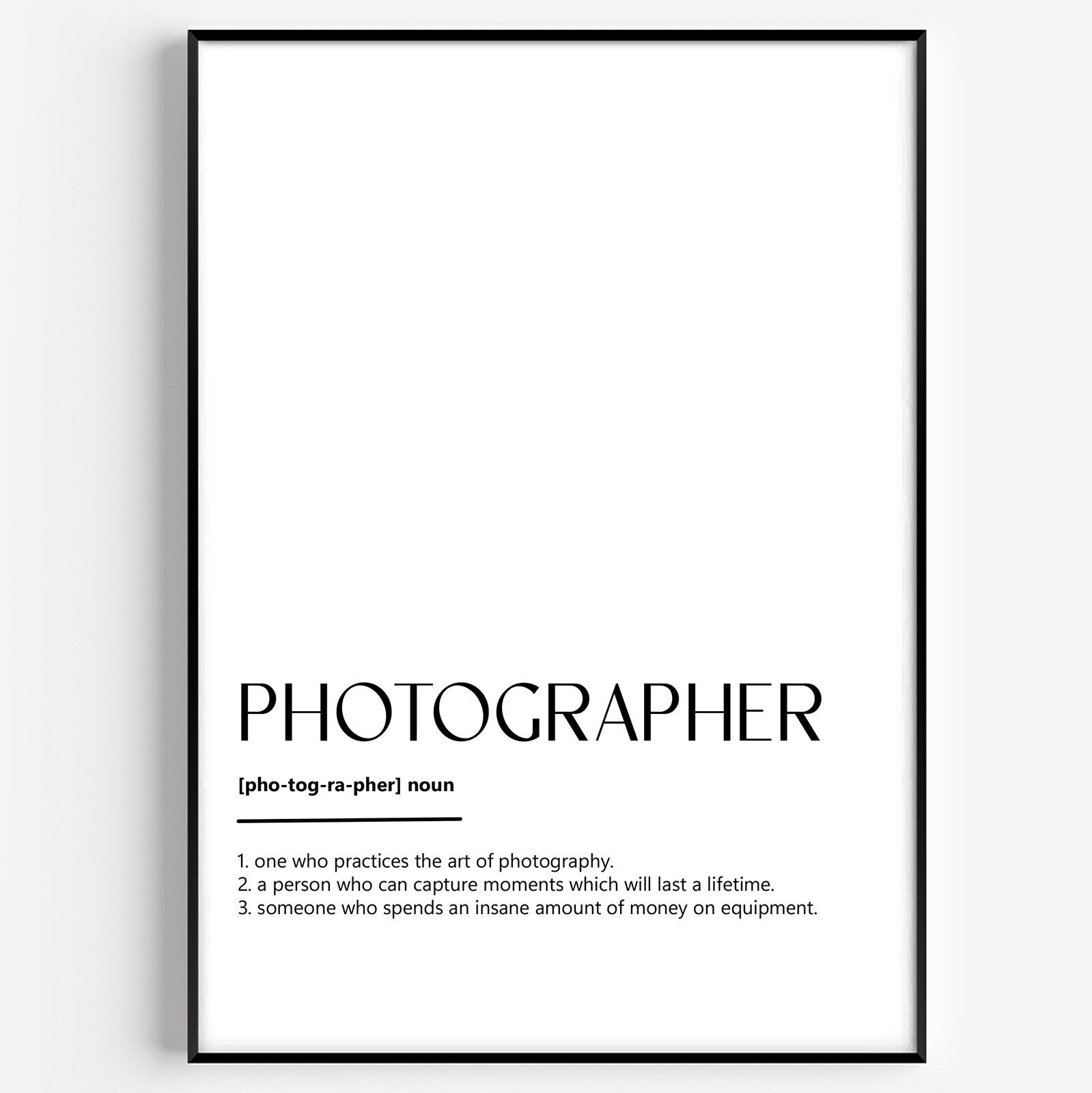 Photographer Definition Print, Photography Gift, Camera Wall Art ...