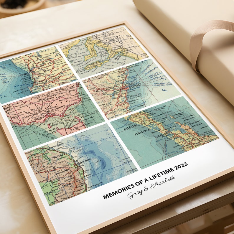 Personalized Travel Map Print: Custom Couple Gift, Any Location - Etsy
