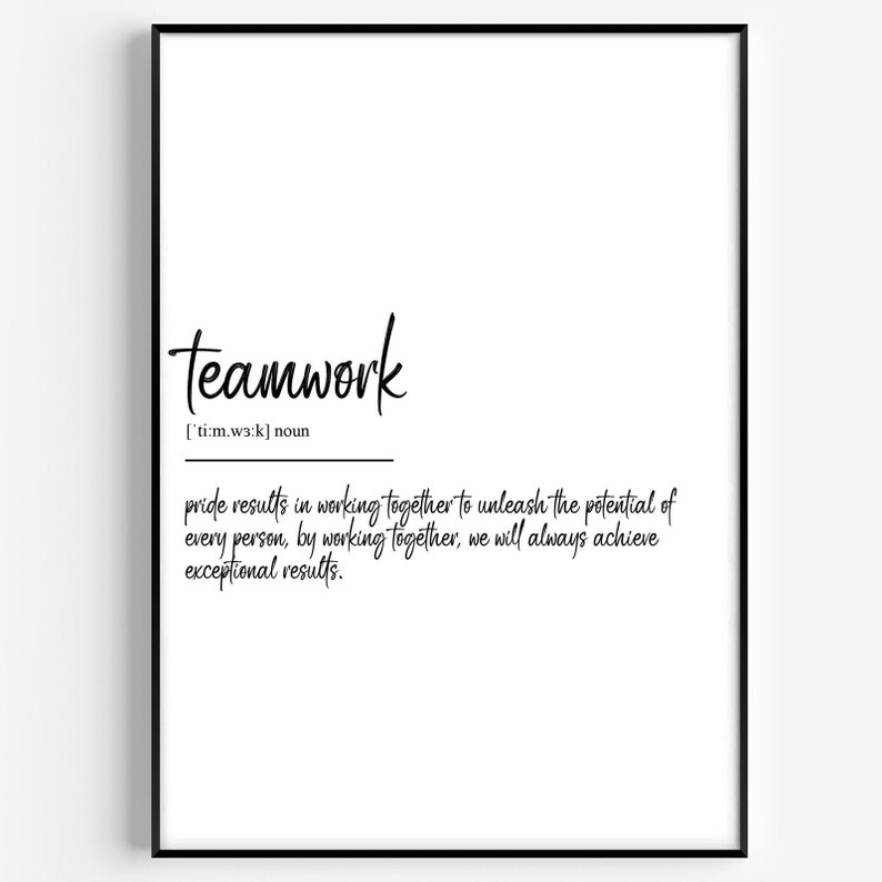 Teamwork Definition Print - Etsy