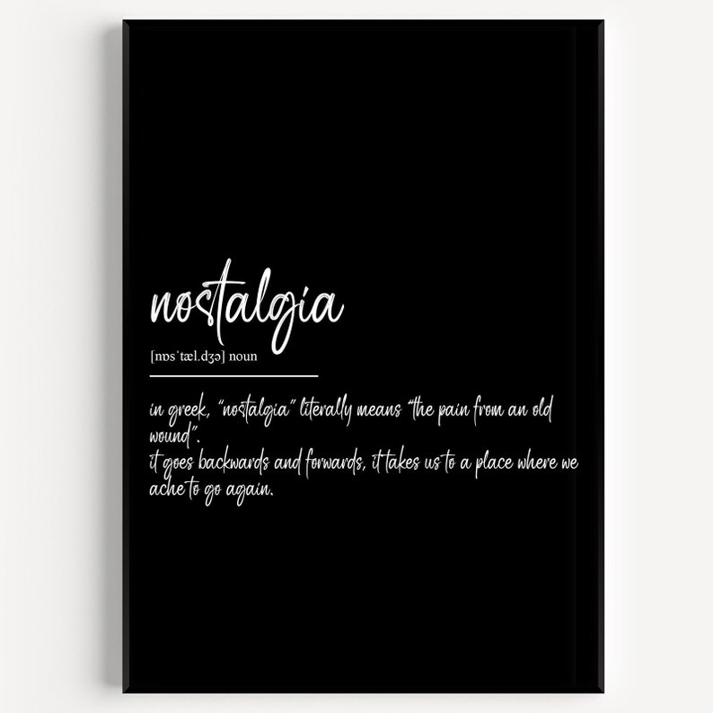 Nostalgia Definition Print - Etsy
