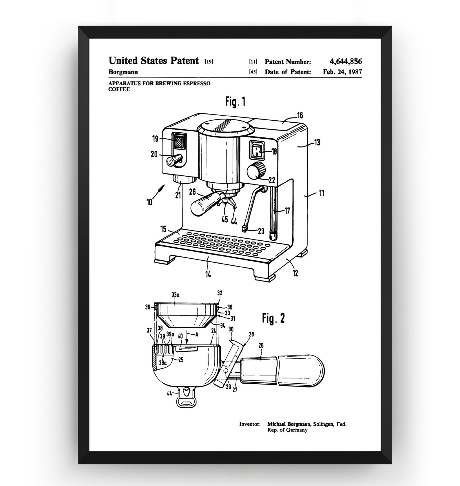 Espresso Coffee Machine 1987 Patent Print Kitchen Wall Art Etsy UK