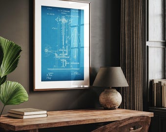 Molino de viento de 1883 - Lámina decorativa para pared - Póster - Plano - Regalos