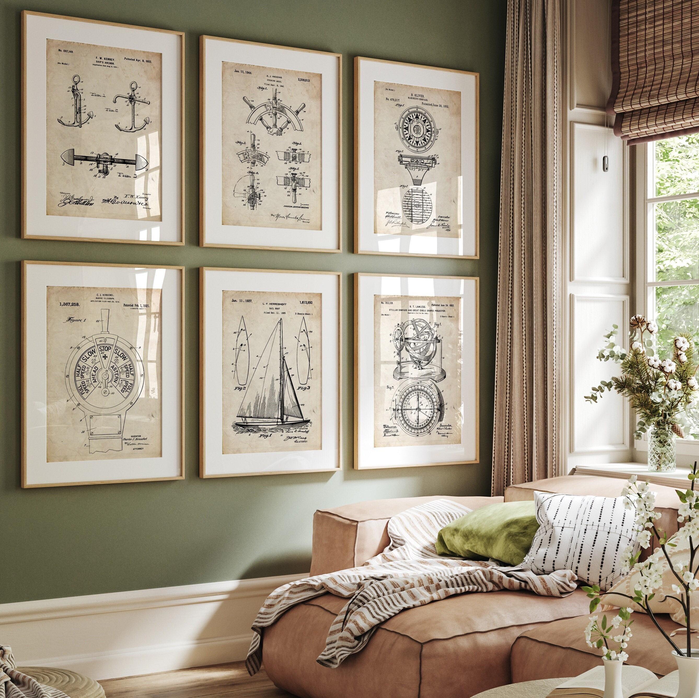 Nautical Sailing Set of 6 Patent Prints - Vintage Boat Designs Set - Etsy