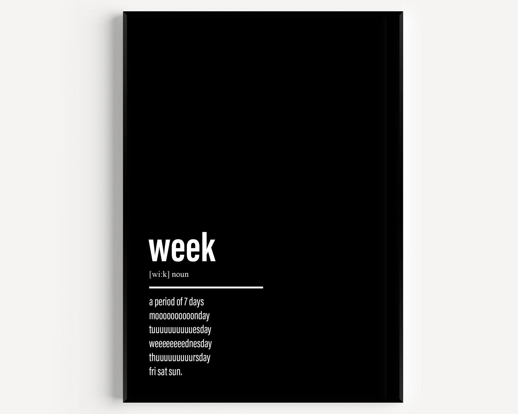 Weekly Meaning Example Week Definition Print - Etsy