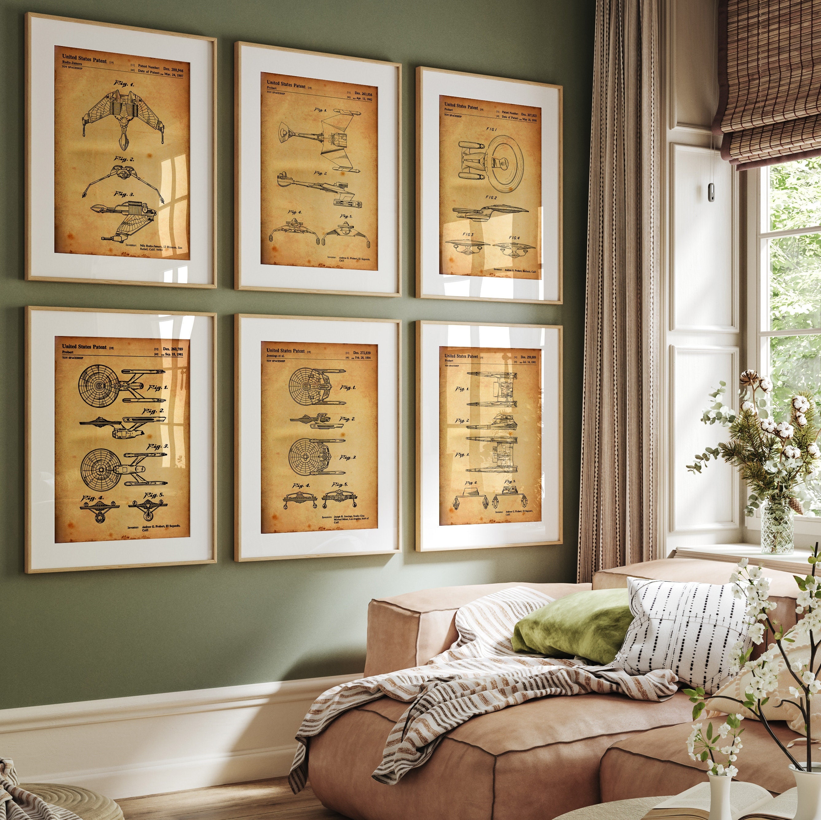 Spaceship Set of 6 Patent Prints, Wall Art, Gift, Office Decor, Space ...