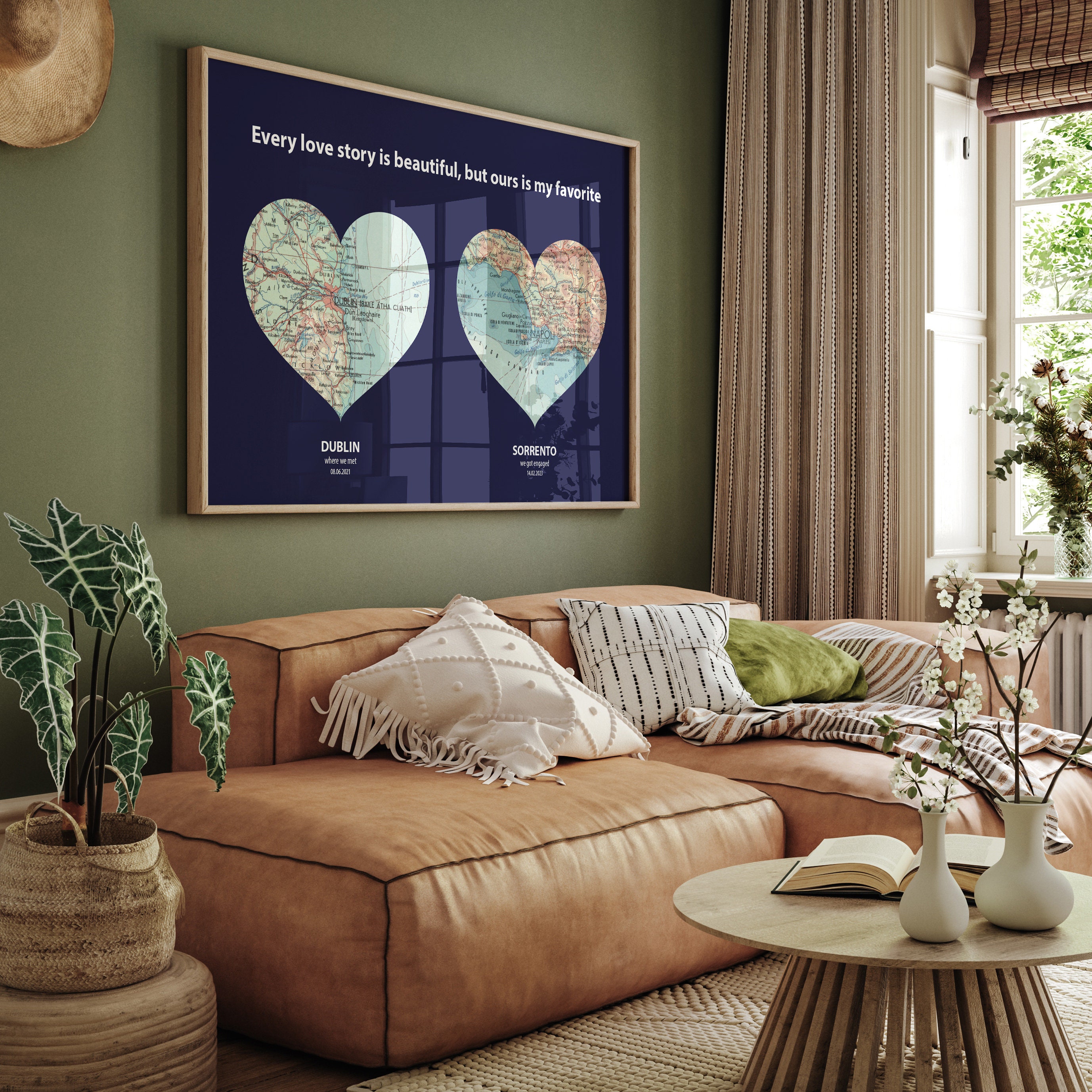 Custom Heart Map Personalized Heart Map Print, Custom Location Art, Couples Gift - Etsy