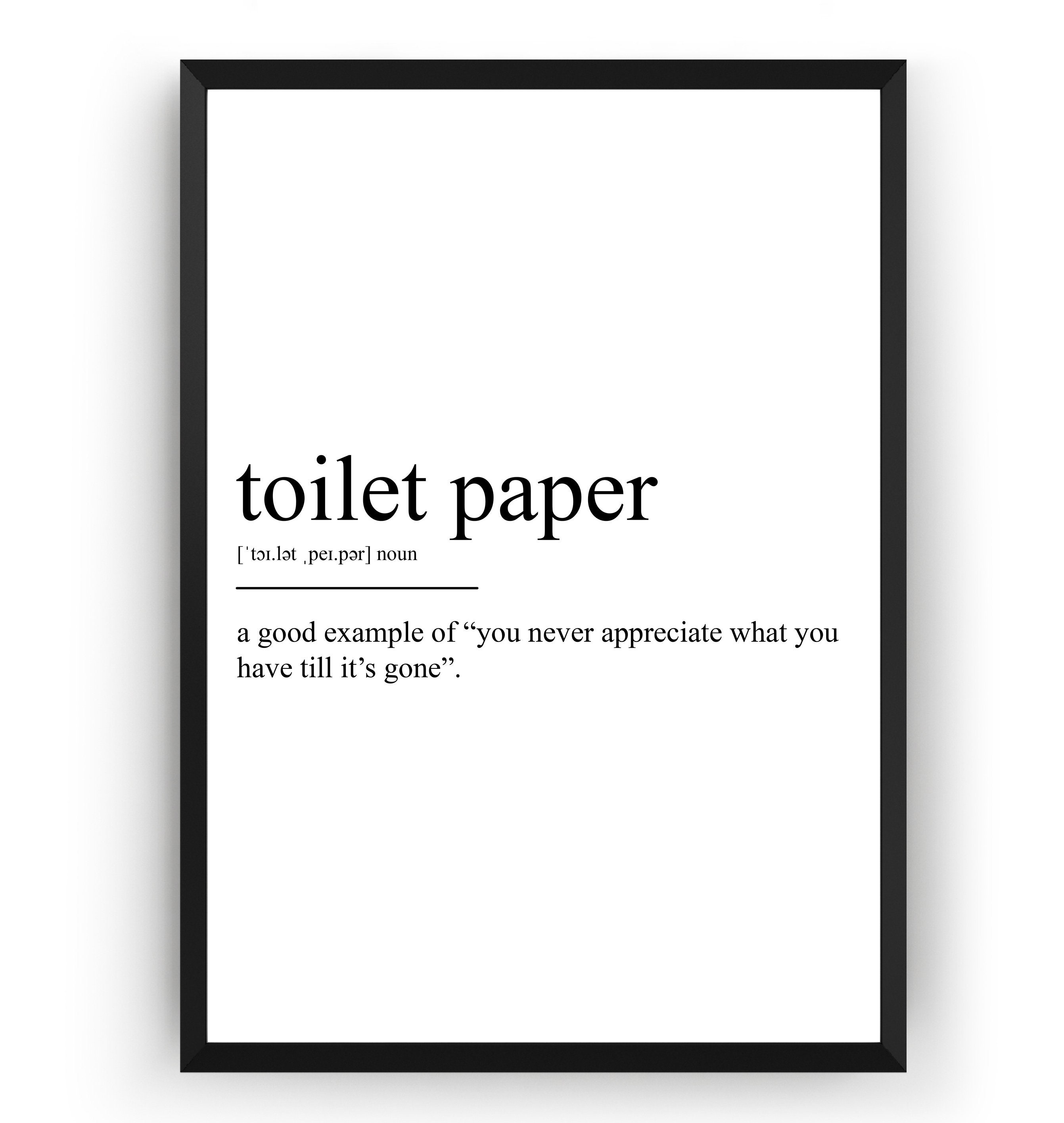 Toilet Paper Definition Print Etsy