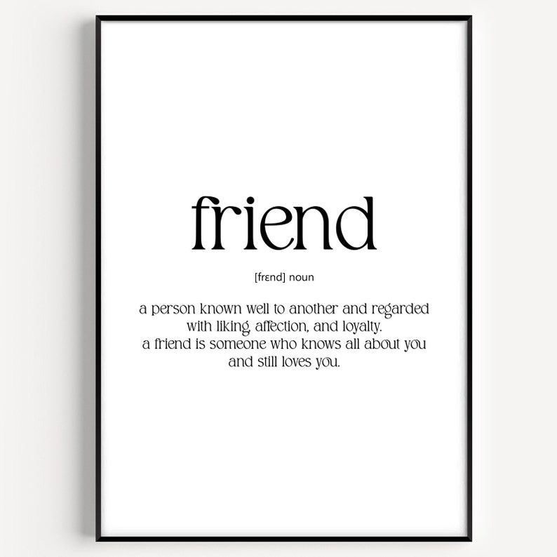 Friend Definition Print - Etsy