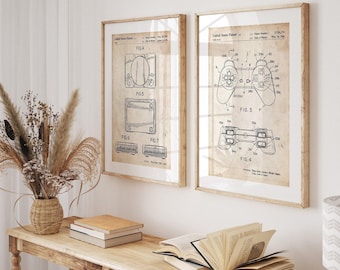 Lot de 2 impressions de jeu vidéo, oeuvre d'art murale de jeu, décoration de joueur, affiches de chambre à coucher, décoration de dortoir, oeuvre d'art pour console rétro