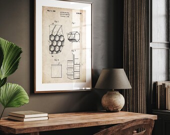 Stampa del brevetto del 1965 per favo artificiale, decorazione murale per casa di campagna, regali per apicoltori, arredamento agricolo, poster per agricoltori, arte del miele, stampe per la cucina