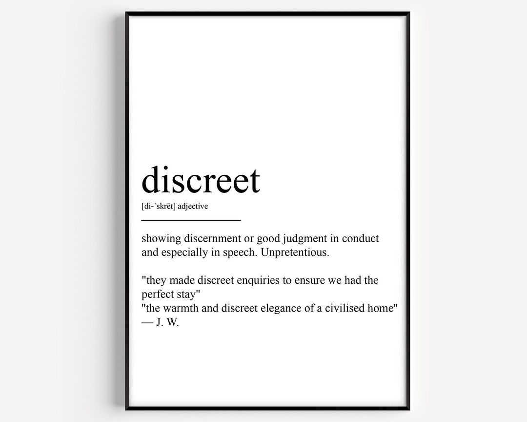 Discreet Definition Print - Etsy