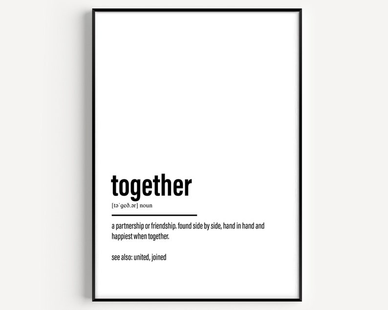Together Definition Print - Etsy