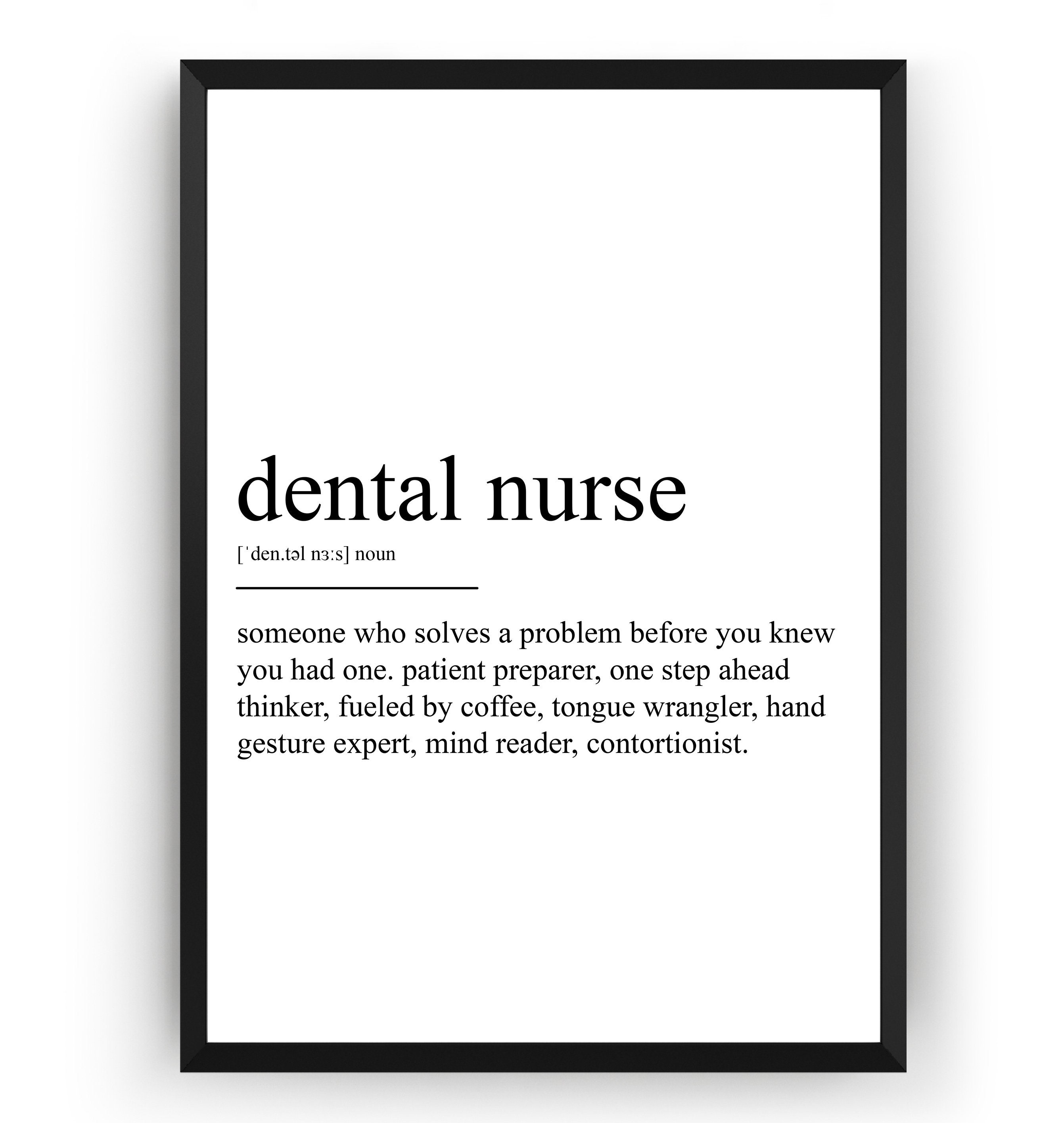 Dental Nurse Definition Print Etsy UK