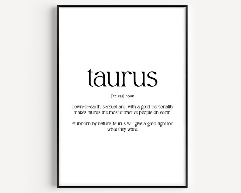 Taurus Keywords Taurus Definition Print - Etsy
