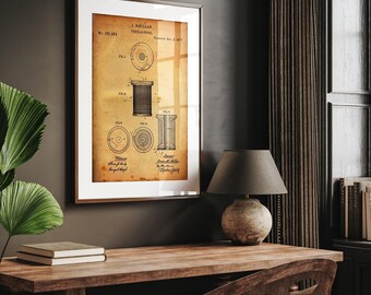 Bobine de fil 1877, impression brevet, tricot, couture, art mural, canette, affiche, plan, cadeau