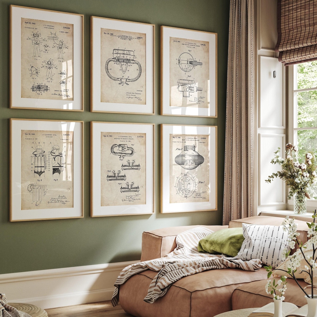 Scuba Diving Patent Prints, Nautical Wall Art Set - Etsy