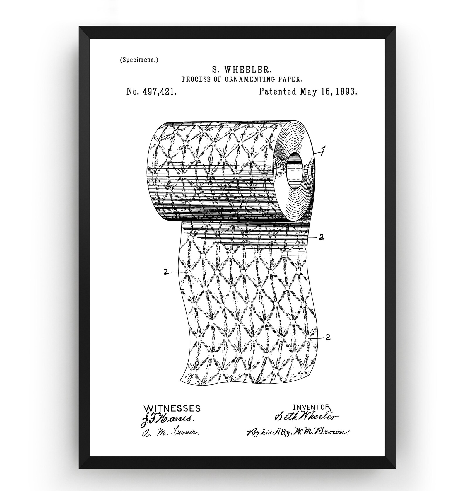 Toilettenpapier 1893 Patent Print Wand Kunst Poster Etsy.de