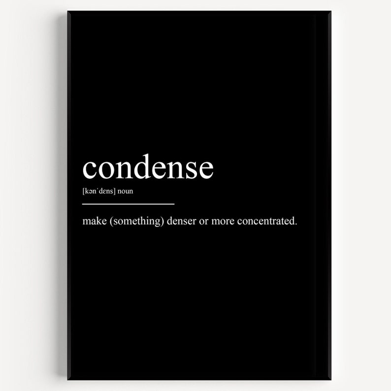 Condense Definition Print - Etsy