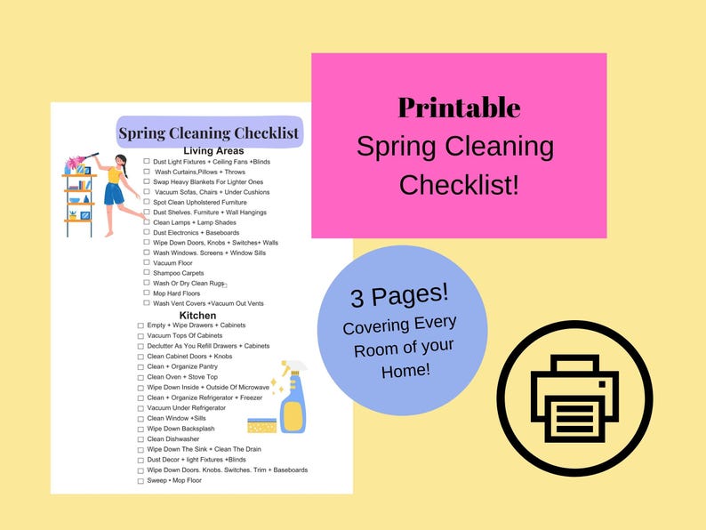 Spring Cleaning Checklist for Every Room of Your House - Etsy
