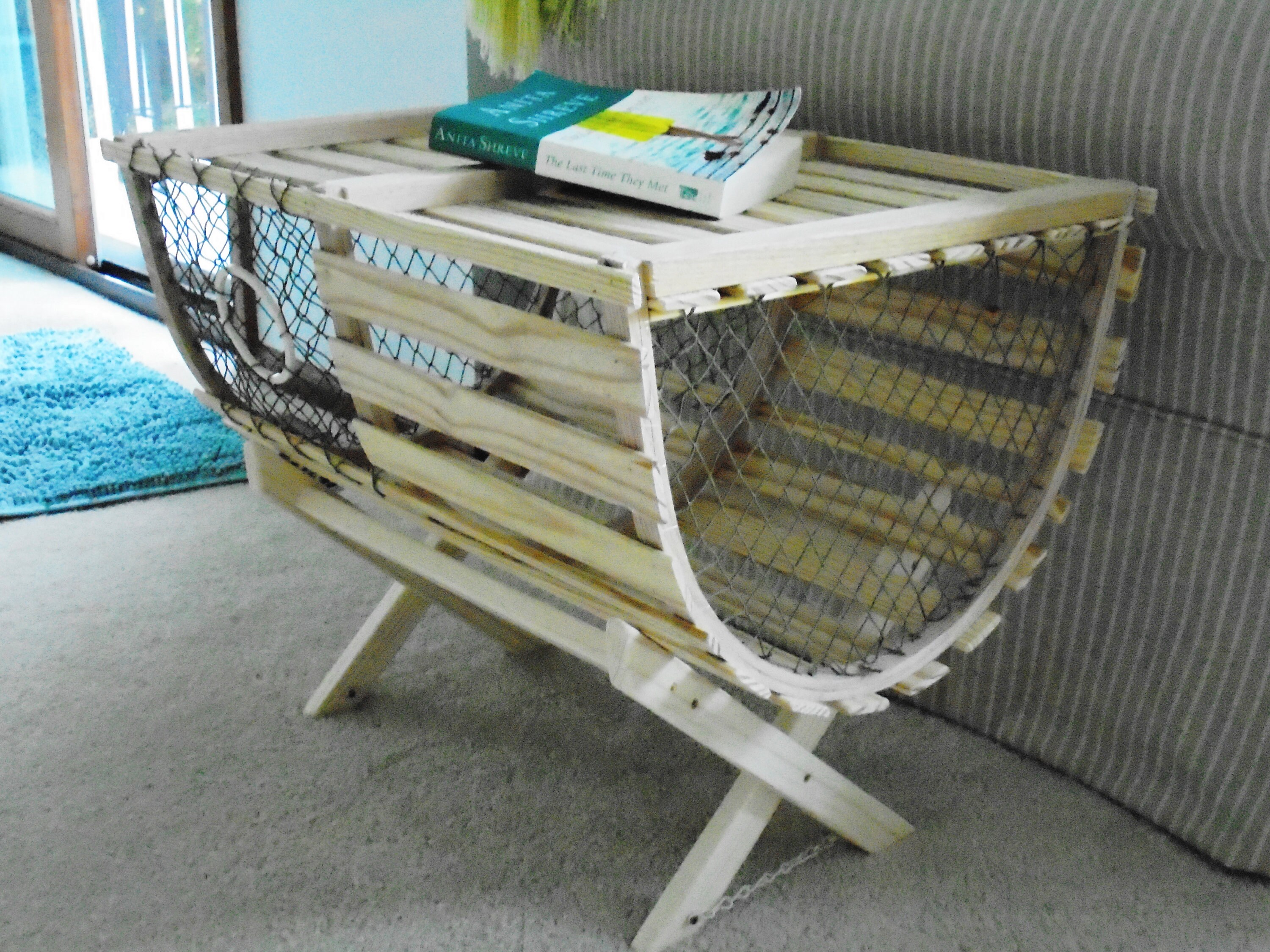 New Half Round Wood Lobster Trap End Table With Cradle Clear Etsy