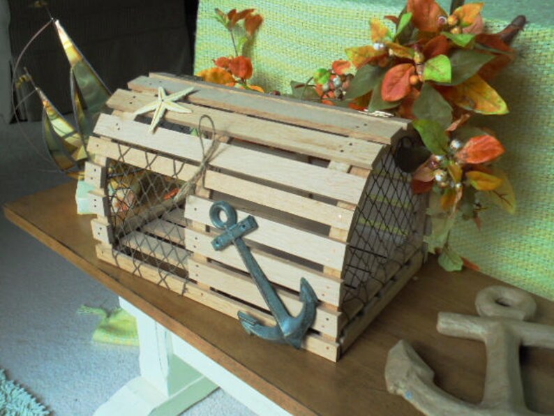Nautical wedding wood Lobster Trap gift Card Box beach or Etsy